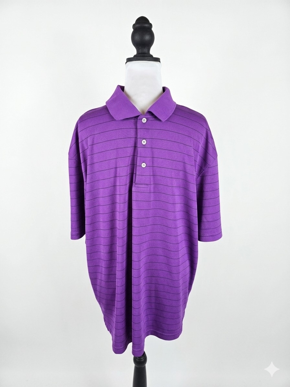 Men's Pro Tour Purple Stripe Performance Golf Polo Shirt Size XL